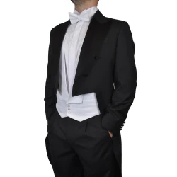 "Grand blanc" d'officier : Chemise + Gilet + Noeud papillon "piqué nid d'abeille" ( pour spencer, habit / frac)  : 268€